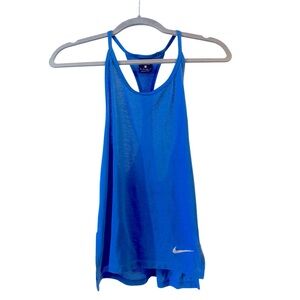 NIKE Dri-Fit Cobalt Blue Racerback Backless Knit Hi-Lo Swing Workout Tank Top XS